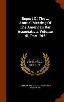 Book cover for Report of the ... Annual Meeting of the American Bar Association, Volume 41, Part 1916