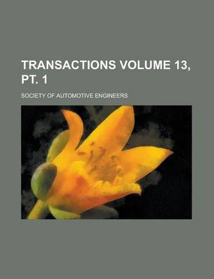 Book cover for Transactions Volume 13, PT. 1