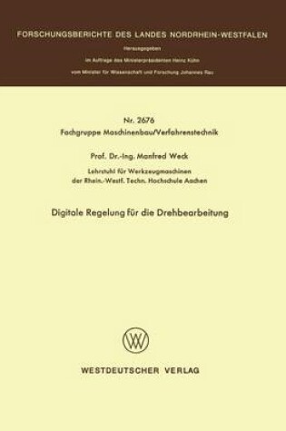 Cover of Digitale Regelung Fur Die Drehbearbeitung