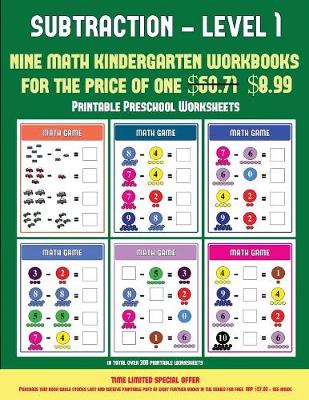 Book cover for Printable Preschool Worksheets (Kindergarten Subtraction/taking away Level 1)