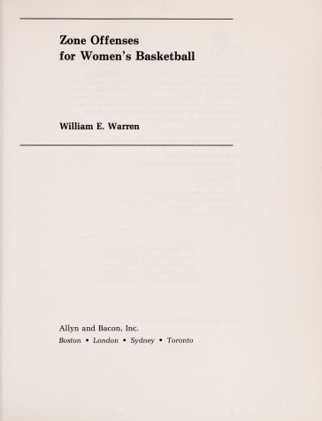 Book cover for Zone Offences in Women's Basketball