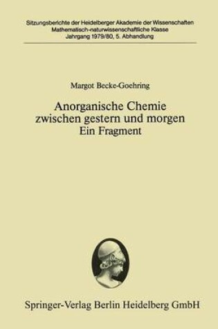 Cover of Anorganische Chemie zwischen gestern und morgen Ein Fragment