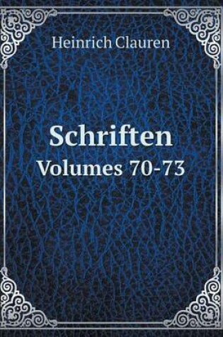 Cover of Schriften Volumes 70-73