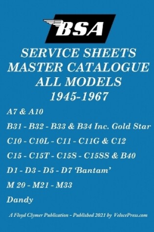 Cover of BSA 'Service Sheets' Master Catalogue for All Models 1945 to 1967