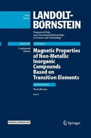 Cover of Magnetic Properties of Non-Metallic Inorganic Compounds Based on Transition Elements