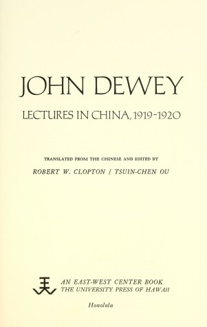 Cover of Lectures in China, 1919-20