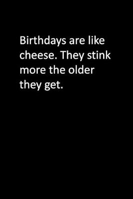 Book cover for Birthdays are like cheese. They stink more the older they get.