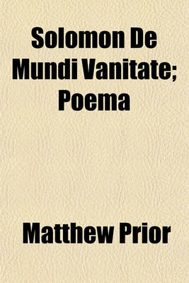 Book cover for Solomon de Mundi Vanitate; Poema