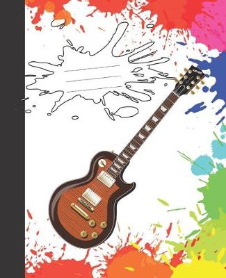 Cover of Cute Colorful Rainbow Splatter Musical Guitar Blank Composition Wide-ruled blank line School Notebooks
