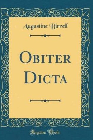 Cover of Obiter Dicta (Classic Reprint)