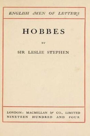 Cover of Hobbes (1904) by Leslie Stephen