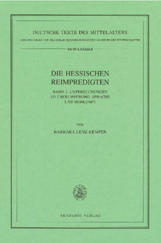 Cover of Die Hessischen Reimpredigten