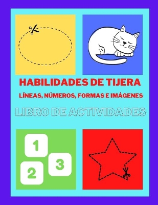 Book cover for Libro de actividades de tijeras con líneas, números, formas e imágenes