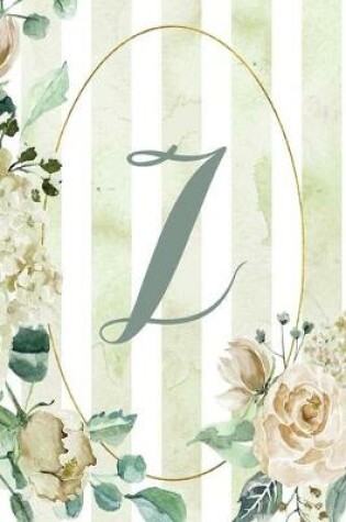 Cover of Notebook 6"x9", Letter Z, Green Stripe Floral Design