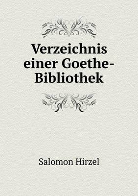 Book cover for Verzeichnis einer Goethe-Bibliothek