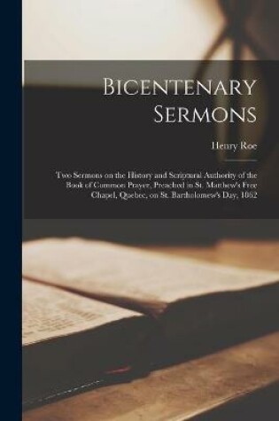 Cover of Bicentenary Sermons [microform]