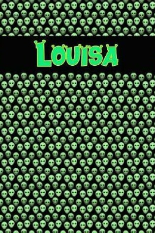 Cover of 120 Page Handwriting Practice Book with Green Alien Cover Louisa