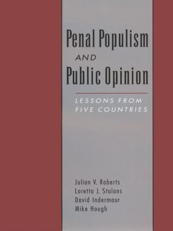 Book cover for Penal Populism and Public Opinion