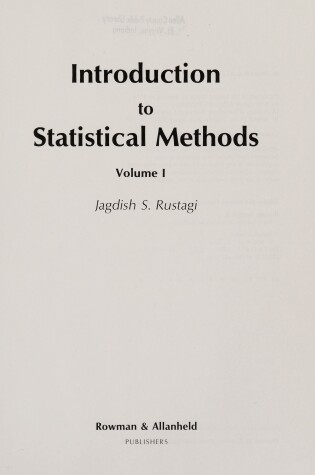 Cover of Introduction to Statistical Methods (Landmark Studies)