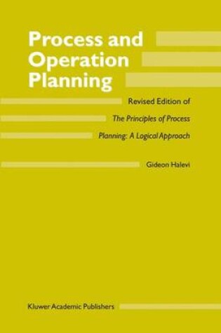 Cover of Process and Operation Planning