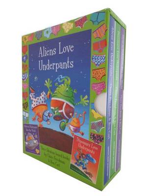 Book cover for Aliens & Dinos in Underpants Board Book Slipcase