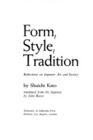 Cover of Form, Style, Tradition