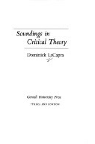 Cover of Soundings in Critical Theory