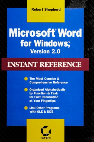 Cover of Microsoft WORD for Windows 2.0 Instant Reference