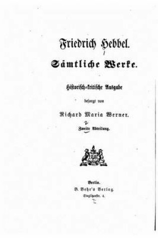 Cover of Samtliche Werke, Historisch-kritische Ausgabe