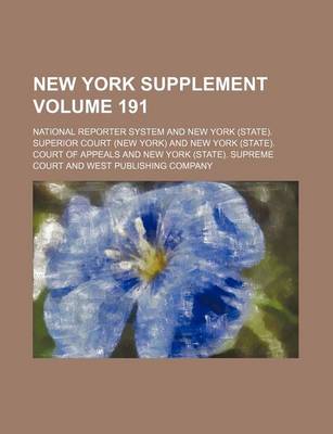 Book cover for New York Supplement Volume 191