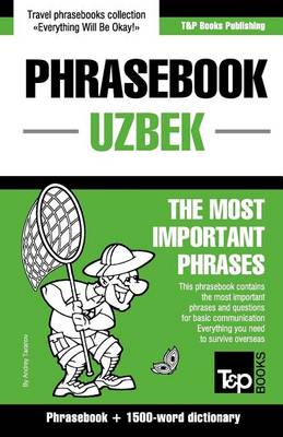 Book cover for English-Uzbek Phrasebook and 1500-Word Dictionary