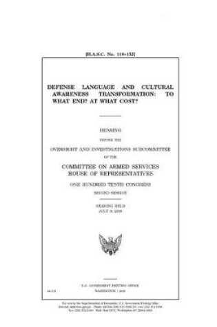 Cover of Defense language and cultural awareness transformation