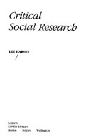 Cover of Critical Social Research