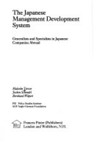 Cover of The Japanese Management Development System