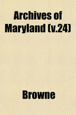 Cover of Archives of Maryland (V.24)