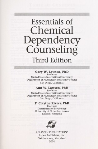 Cover of Essentials of Chemical Dependency Counseling