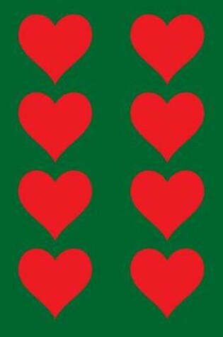 Cover of 100 Page Unlined Notebook - Red Hearts on Green