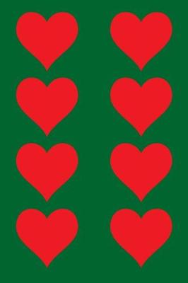 Book cover for 100 Page Unlined Notebook - Red Hearts on Green