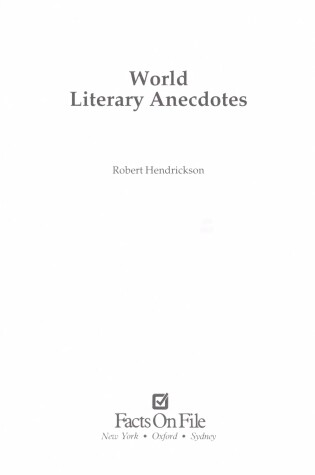 Cover of World Literary Anecdotes