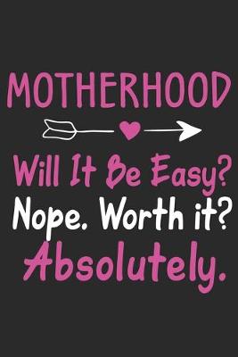 Book cover for Motherhood will it be easy nope. Worth it Absolutely