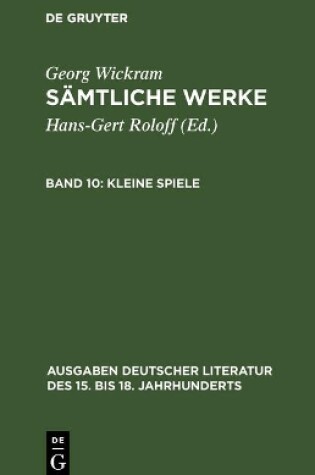 Cover of Samtliche Werke, Band 10, Kleine Spiele