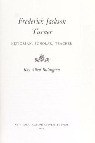 Cover of Frederick Jackson Turner