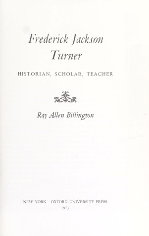 Book cover for Frederick Jackson Turner