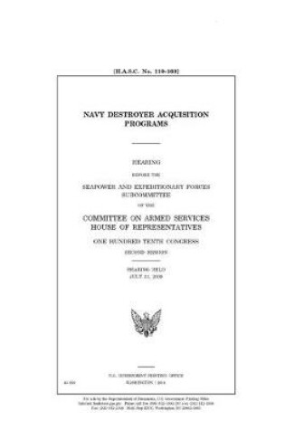 Cover of Navy destroyer acquisition programs