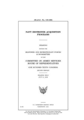 Book cover for Navy destroyer acquisition programs