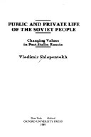 Cover of Public and Private Life of the Soviet People