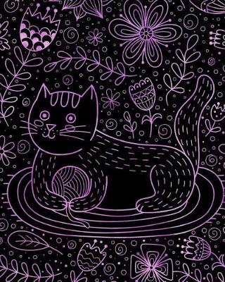 Cover of Journal Notebook Cute Cat in Flowers Pattern 5