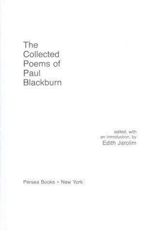 Cover of The Collected Poems of Paul Blackburn