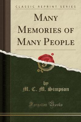 Book cover for Many Memories of Many People (Classic Reprint)