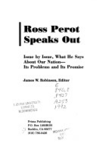 Cover of Ross Perot Speaks Out